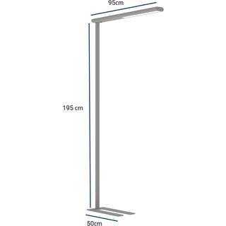 LED-gulvlampe til kontor MAULjet, sølvfarvet, højde 195 cm