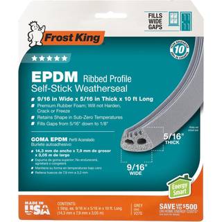 Frost King V27GA D-Sektion Rummi Self-Stick Weatherseal Tape 9/16 """" W 5/16 """" T 10 ft L Gr?