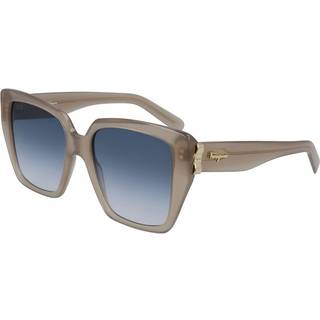 Ferragamo Kvinde SF968S 294 Solbriller Acetat Beige Blå Firkantet Skygge