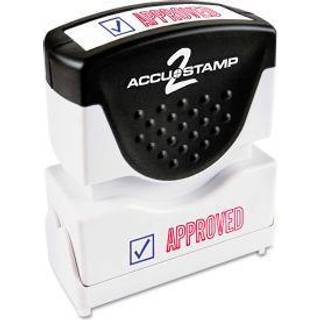 ASCUSTAMP-ACCU-STAMP2 MEDDELELSE STAMP med lukker 2-farvet godkendt 1-5/8 """" x 1/2 """" Impression Pre-bl?k r?d og bl? bl?k (035525)