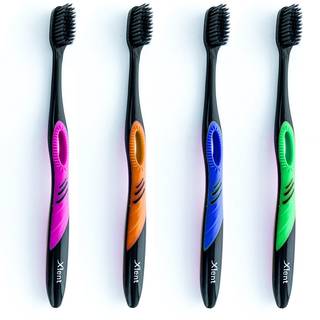 Xlent Dental Activated Charcoal Bristle Toothbrush - Xtreme (Extreme) Soft Ultrafine Tapered Bristles Compact Head & Slim Design - (4 Count)