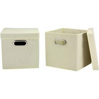 Husholdnings Essentials 39-1 Dekorativ opbevaringskub s?t med aftagelige l?g | Naturlig | 2-pack
