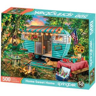 Springbok Home Sweet Home 500 Piece Jigsaw Puzzle - Denne farverige illustration af en vintage camper er ideel til campingentusiaster