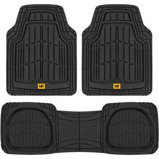 Cat Toughride Heavy -Duty 3 Piece Rubber All Season Floor Mats til Car Truck Van Suv Black - Premium Trim til at passe bilgulvm?tte All Weather D