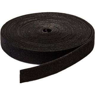 Dobbeltsidet velcrobånd til kabelhåndtering 10 m / 2 cm Sort