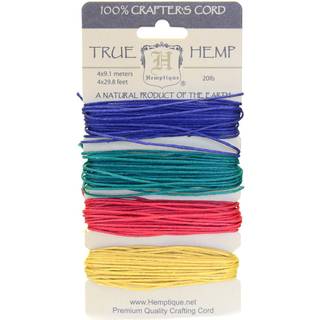 Hemptique Hemp Cord 4 Color Cards - Made With Love - Crafters No. 1 Choice - Eco Friendly - Plant Hanger - Scrapbooking - Gardening - Macram? - H