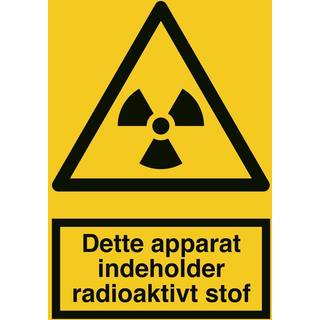 Advarselsskilt - Dette apparat indeholder radioaktivt stof - Refleks aluminium - 148 x 105 mm (A6)