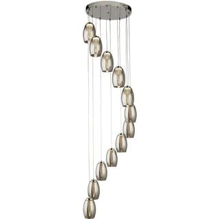 Cyclone LED hængelampe, 12 lyskilder, røgfarvet, glas
