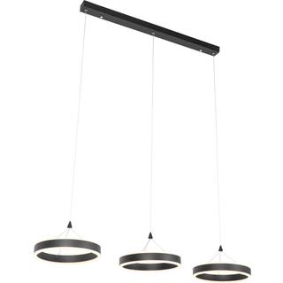 Pendellampe sort rektangulær inkl. LED 3-trins dæmpbar 3-lys - Lyani
