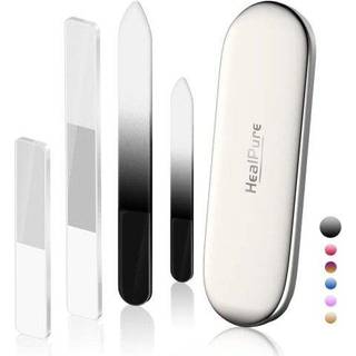 Glas neglefil og negleskinner 4pc krystal neglefil og nano glas negle buffer premium s?t med case professionel manikyr v?rkt?j fingernail tjekkis