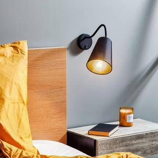 Væglampe Wire, sort/guld