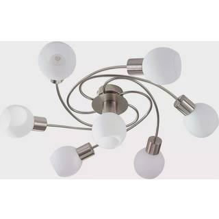 Lindby loftlampe Ciala, 7 lyskilder, nikkelfarvet, glas