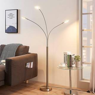 Lindby LED-gulvlampe Anea, 168 cm, 3 lyskilder, nikkelfarvet