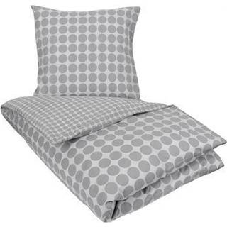 Sengetøj dobbeltdyne 200x220 cm - Circle grey - Prikket sengetøj - 100% Bomuld - Borg Living sengesæt