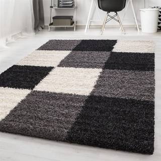 Life Shaggy Tæppeløber Ternet - Sort - 80x150 (Løber)