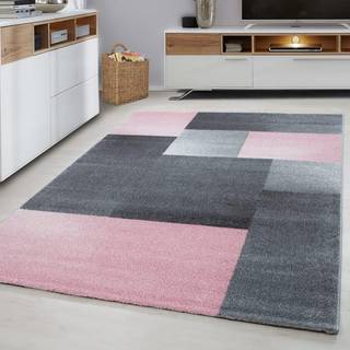Lucca Kortluvet Tæppeløber Ternet - Pink - 80x150 (Løber)