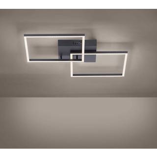 Iven LED-loftlampe, dim, sort, 53x53cm