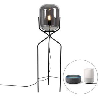 Smart gulvlampe sort inkl. WiFi A60 røgglas - Bliss