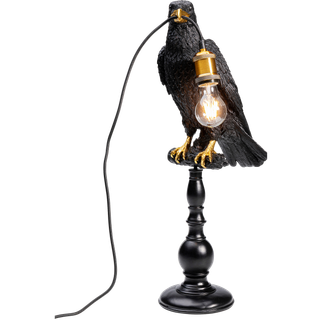Kare Animal Sitting Crow bordlampe i sort