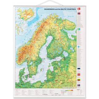 NAGA lamineret Skandinavien kort 97x67 cm., farvet