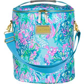 Lilly Pulitzer Blue/Green isoleret blød strandkøler med justerbar/aftagelig rem og dobbelt lynlås Luk Aqua La Vista