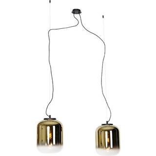 Design pendellampe sort med guld glas 2-lys - Bliss