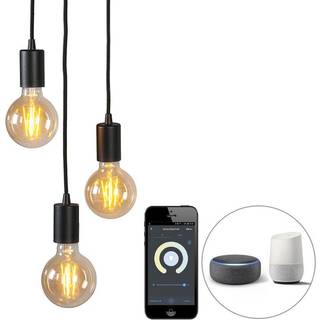 Smart Industriel hængelampe sort inkl. Wifi G95 3-lys - Facil