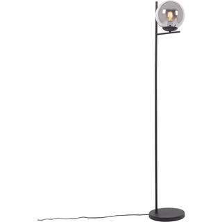 Art Deco gulvlampe sort med røgglas - Flore