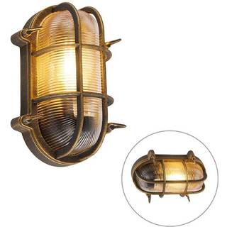 Væg- og loftslampe guld/messing oval IP44 - Noutica