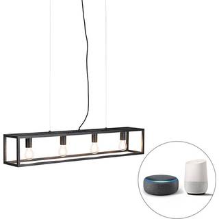 Smart industrielt pendellampe sort inkl. 4 WiFi A60 - Cage