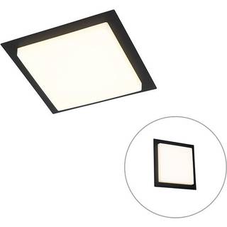 Moderne loftslampe sort firkantet inkl. LED IP44 - Lys