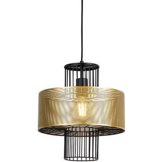 Design hængende lampe guld med sort 30 cm - Tess