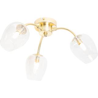 Klassisk loftslampe guld med glas 3-lys - Elien