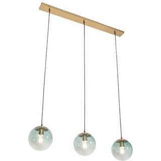 Art Deco Pendellampe messing med grønt glas 3-lys - Pallon