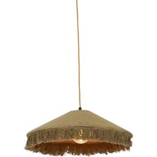 Retro hængende lampe grøn fløjl med frynser - dikkedarer