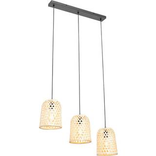 Oriental Pendellampe Sort med Bambus 3-lys - Rayan