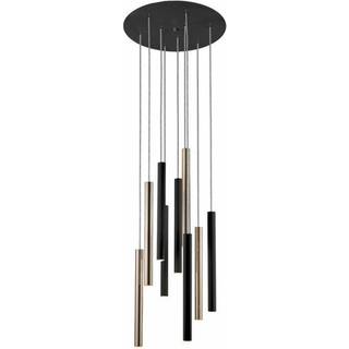 Varas LED-hængelampe, styrbar, guld/sort, 9 lysk.