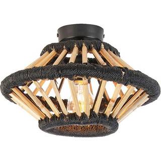 Rustik loftslampe bambus med sort 30 cm - Evalin