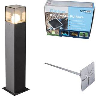 Udendørslampe 70 cm antracit med jordspyd og kabelmuffe - Danmark