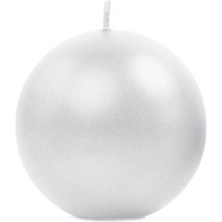 10 stk Metallic kuglelys 6 cm - Perle Hvid - Brændetid: 8 timer