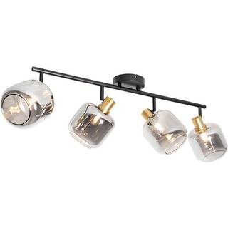 Loftspot sort med guld med røgglas 4-light - Zuzanna
