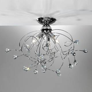 Loftlampe Trilly i krom med krystaller, 3 lyskilder.