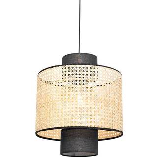 Rustik pendellampe sort med rattan - Kata