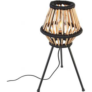Rustik trebenet bordlampe bambus med sort - Evalin