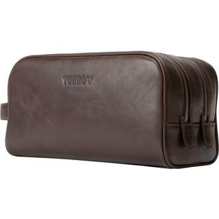 Leather Wash Bag - Dark Brown