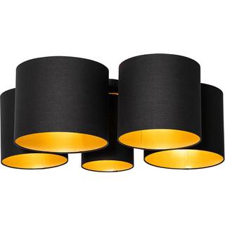 Loftslampe sort med guld indvendig 5-lys - Multidrum
