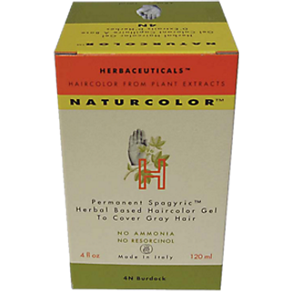 naturcolor Burdock Hårfarve Gel Permanent 4 oz; dyb mørkebrun, plantebaseret, ikke testet på dyr, parabenefri og ammoniakfri; 1–2 påføringer