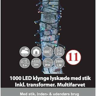 Multifarvet klynge lyskæde med 1000 LED