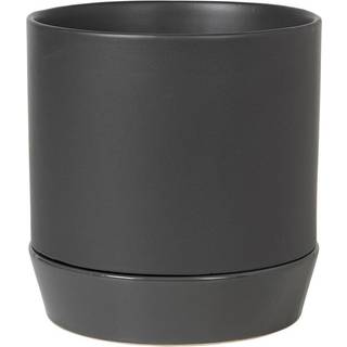 Broste Copenhagen Denise krukke med underfad Ø21 cm Charcoal grey