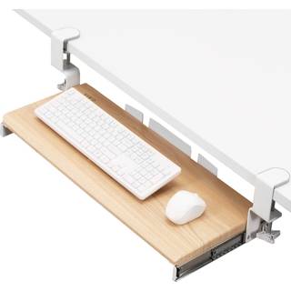 Vivo stor klemme-på computertastatur og mus under skrivebordsskyderbakke 27 x 11 tommer Pull Platform skuffe Light Wood Mount-KB05A